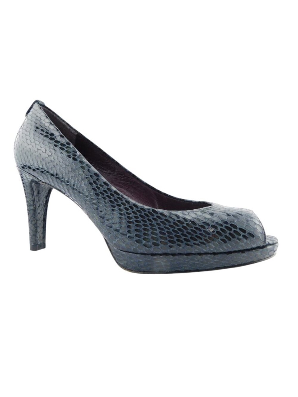 STUART WEITZMAN Midnight Blue Crystal Watersnake Heel Pumps 10